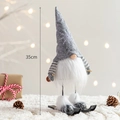 35cm Christmas gnome on skis with grey snowflake hat and white beard decoration - Skiing Gnome (Grey Snowflake Hat)
