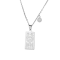 Detail of silver Aries tarot card pendant with ram engraving and zodiac sign charm - Aries - Silver (ZJ3817)