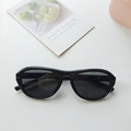 Retro oversized black sunglasses with silver rivet accents and dark lenses for fashion - Black and Gray