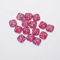 Macro detail of 9.5mm pink square resin cabochons with sparkling druzy crystal texture - Color 3 (Light Pink)