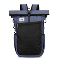 Waterproof navy blue roll-top business travel backpack with mesh front pocket - Below 20L / Blue