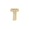 Classic 18k gold letter T pendant with micro-pave zircons for DIY name necklaces - Letter T