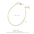 Golden stainless steel bracelet featuring 1.2mm chain with dimensions and weight specs - Adjustable Bracelet / Gold