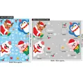 Detalle de pegatinas navideñas con dimensiones de los adhesivos de renos y pingüinos - Modelo AMJ952