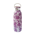 Pink and silver leopard print rhinestone 17oz vacuum insulated cup with wood lid - Rose Red Cow Print