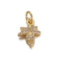 Elegant 18K gold plated maple leaf charm with micro-pave cubic zirconia crystals - Style 8-Zircon Leaf
