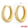 Polished gold plated oval hoop earrings showing 20mm height and 18mm width dimensions - 20mm / Gold