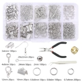 Silver DIY jewelry making kit with 10-grid storage box and metal jewelry findings set - White K Findings + Tools