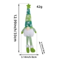 Green and white knitted Christmas gnome decoration with long beard, height 33cm size guide - Glowing Long Leg Gnome / Green