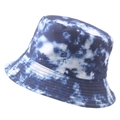 Cappello a secchiello reversibile in cotone tie-dye blu e bianco con tesa cucita - 58cm / Tie-dye Classico Blu Bianco (Colore 14)