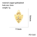 Vista detallada del colgante triángulo de ojo turco con circonitas y dimensiones oro 16mm - Ojo de la Suerte Circonita Blanca Triángulo (P01560)