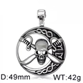 Pendaglio teschio argento con scimitarre incrociate e anello a nodi celtici - Ciondolo Teschio di Mummia Nodo Celtico (KP31814-D)