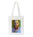 White canvas tote bag featuring Van Gogh letter art and colorful portrait print - Fauvism Portrait Art / 35*40cm
