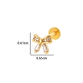 Gold butterfly labret stud with zircon stones and dimensions 0.61cm by 0.65cm - Ribbon Bow (0155-6#) / Gold
