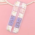 Detail of 12-grid box with resin flower petals and gold beads for nail art makeup - 3D Relief Five-Petal Flowers and Gold Beads Style (T-338)
