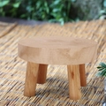 Sgabello in legno massiccio per piante grasse con venature naturali per balcone e giardino - Colore Legno Naturale S (Imballaggio a Bolle Singolo)