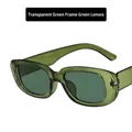 Retro small square sunglasses with transparent green frames and matching green lenses - Transparent Green Frame Green Lens