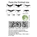 Halloween 3D black bat and green moon wall stickers set with precise size specifications - YCG3021 (Luminous Full Moon Bats/Set of 3)