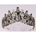 Luxurious gold frame bridal crown featuring vintage black crystals and clear rhinestones - Retro Black