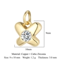 Golden butterfly bow charm in copper and cubic zirconia measuring 9x10 mm for DIY jewelry - Gold Bowknot