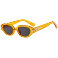 Fashionable orange geometric cat-eye sunglasses with UV protection and metal chain detail - Yellow Frame Grey Lens