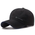 Lightweight black quick-dry baseball cap with blue brim trim and reflective DING HAN logo - Black