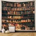 Tapiz de pared con diseño de estantería de libros vintage para decoración de casa - 73*95CM / Tela de Felpa Corta
