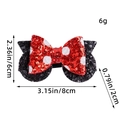 Fermaglio per capelli con fiocco rosso a pois e orecchie di topo nere con paillettes - Fermaglio per Capelli a Fiocco in Paillettes Rosso a Pois Bianchi con Orecchie Tonde