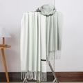 Cashmere scarves in light green and gray with tassels and authentic material tag - No.32 Milk White