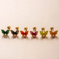 Colorful enamel butterfly stud earrings in six vibrant colors with stainless steel screw backs - Gold Base - Dark Green (1#)