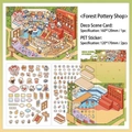 DIY Forest Pottery theme deco sticker set with 2 PET sheets and a background card - Forest Ceramics Studio