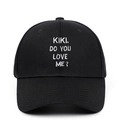 Casquette de baseball en coton noir avec texte brodé blanc KIKI DO YOU LOVE ME devant - Réglable / Noir