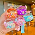 Cute glowing pumpkin oil-filled shaker keychains with colorful glitters and golden rings - Without Keychain (1 Piece) / Mixed Color Luminous Pumpkin (No Clasp)