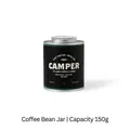 Matte black 150g coffee bean storage tin with silver screw lid for camping use - Short Round Black / Black