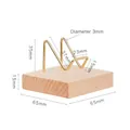 Black walnut wood mineral stand with gold V-shape brass wire support and square base - Beech Brass Base Large