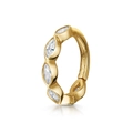Golden marquise zircon hoop earring featuring a geometric hinged segment design - 6mm / Style CC036-1 / Marquise Hoop / Gold