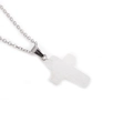 Minimalist silver chain necklace featuring a white gemstone cross pendant detail - White Crystal Cross