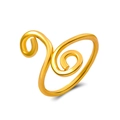 Minimalist double spiral toe ring in golden finish with geometric metallic open design - Gold Double Spiral Style (A-769)