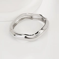 Irregular silver wavy open cuff bracelet with polished metallic mirror finish - Simple Wavy Hinged Bangle (SL289) / Silver