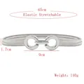 Cintura a molla in metallo argento con doppi anelli e lunghezza elastica di 65 cm - Stile Fibbia a Doppio Cerchio (HYY19473) / Argento