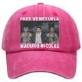 Ροζ βαμβακερό καπέλο μπέιζμπολ με τύπωμα Nicolas Maduro και κείμενο Free Venezuela - Ροζ (02)