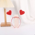 Sparkly red sequin heart headband for Valentine's Day party with silver spring detail - Red Sequin Heart