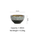 Japanese ceramic rice bowl with blue geometric pattern and 11cm diameter - 4.5 Inch / Prussian Coast