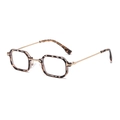 Retro-Sonnenbrille mit Schildpatt-Polygonrahmen und schmalen Goldmetallbügeln - Leopardenmuster Rahmen Blaulichtfilter