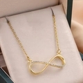 Elegante 18K gouden infinity ketting voor dames met fonkelende zirkonia op een fijne ketting - Goud