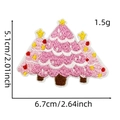 Roze kerstboom borduurpatch met afmetingen 6,7x5,1cm en informatie over het gewicht - Roze Kerstboom 1#