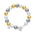 925 silver bracelet with white gold and grey pearls featuring a clover charm - Multicolor Shell Pearl