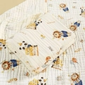 Soft 6-layer cotton gauze baby blanket featuring cute cartoon panda and lion prints - 4-Layer 110*110cm / Animal Party