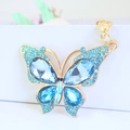 Portachiavi creativo a farfalla blu con cristalli scintillanti e placcatura in oro - Celeste
