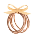 Set di cinque braccialetti glitter flessibili oro champagne con un fiocco decorativo - Set di braccialetti glitter oro champagne con fiocco (30048)